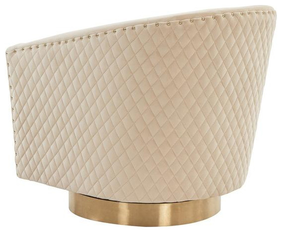 Baylee Quilted Swivel Tub Chair Cream   Contemporary   Armchairs And Accent Chairs   by Peachtree Fine Furniture  Houzz