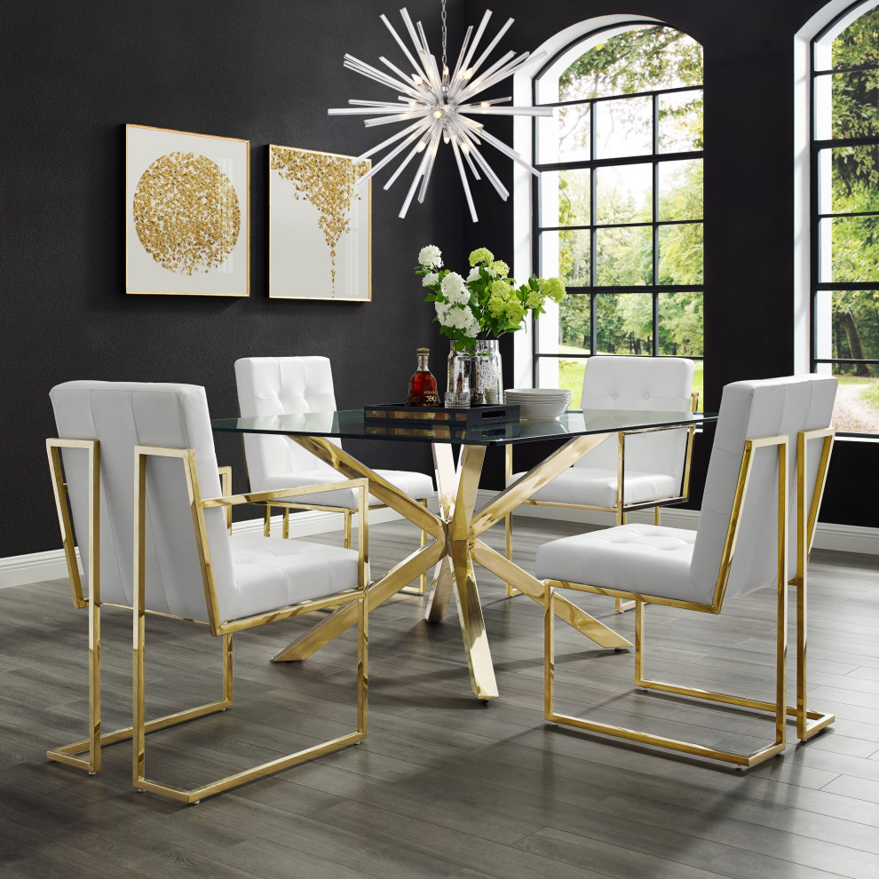 Phoebe Tufted Dining Chairs With Square Arms  Set of 2   Contemporary   Dining Chairs   by Inspired Home  Houzz