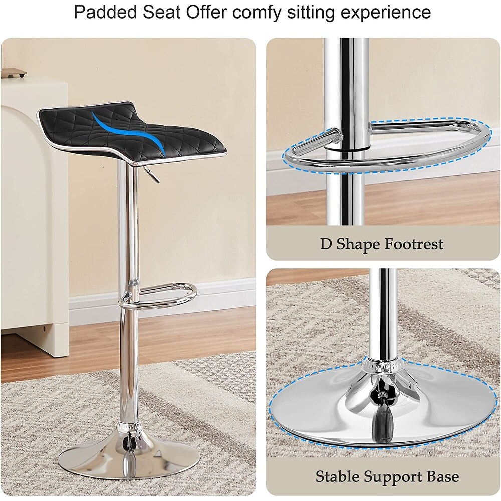 Javlergo Set of 4 Adjustable Swivel Bar Stools Counter Height Bar Chair with Footrest  Dark Gray