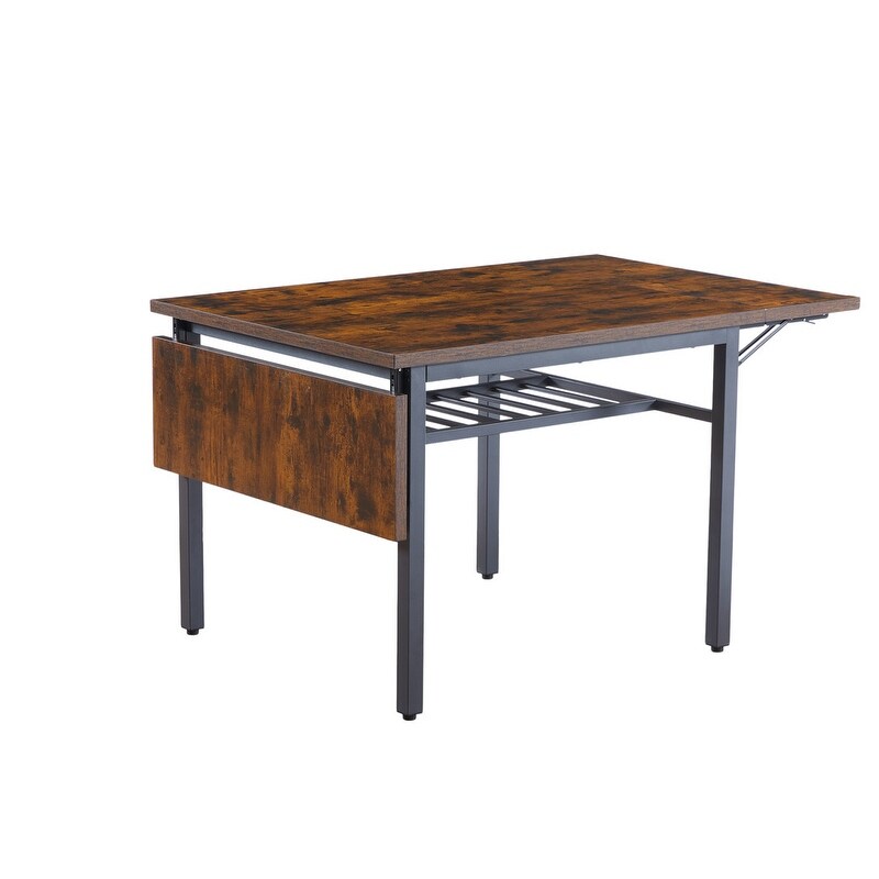 Vintage Industrial Folding Dining Table  Drop Leaf Extendable Rectangular Wood Table for Kitchen  Living Room  Dining Room