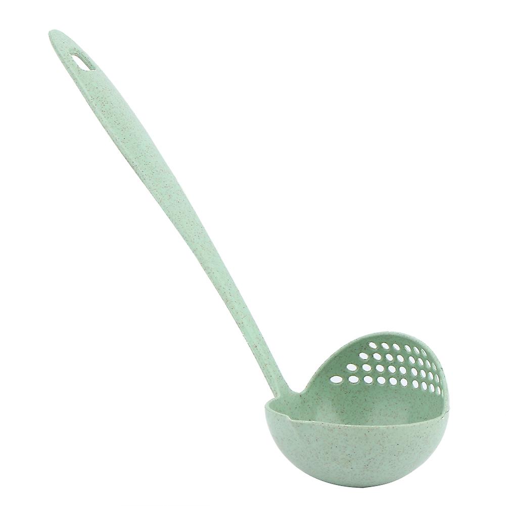 2 In 1 Wheat Straw Long Handle Soup Porridge Spoons With Filter(Green)