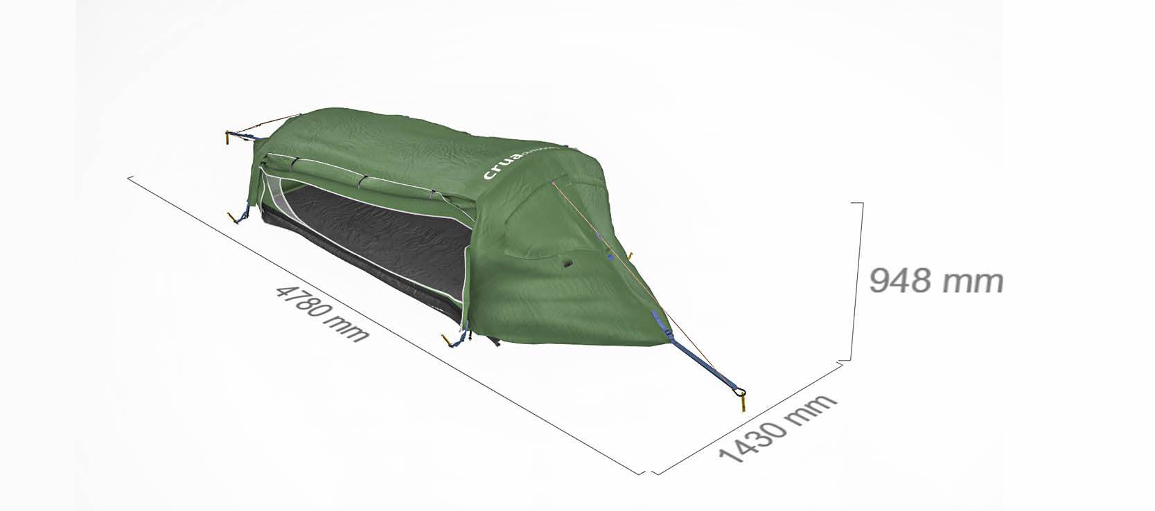 Crua Outdoors Hybrid 1-person Tent or Hanging Hammock Set， Sleeping Bag， Self-Inflating Mattress， Tree Straps， Green