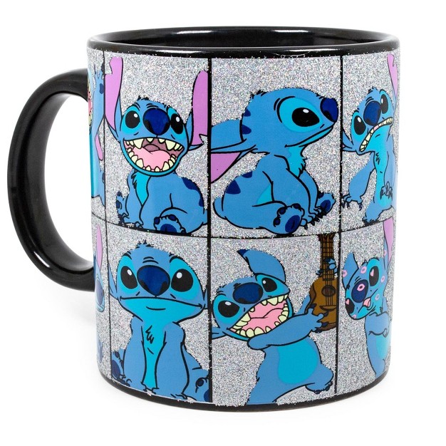 Silver Buffalo Disney Lilo amp Stitch Glitter Collage Ceramic Mug Holds 20 Ounces