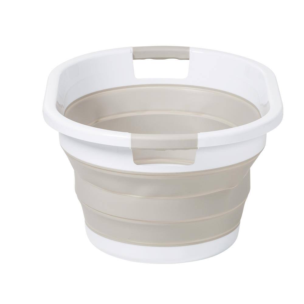 Honey-Can-Do Warm GrayWhite Collapsible Rubber Laundry Baskets (Set of 2) HMP-09824