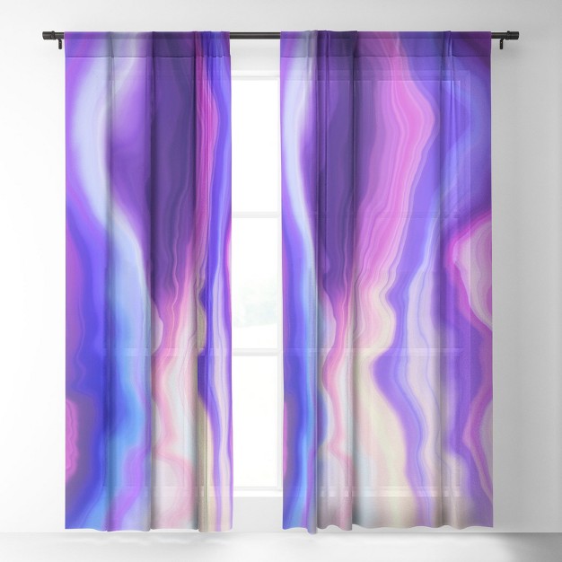 Marta Barragan Camarasa Lilac Luminous Strokes Single Panel Sheer Window Curtain Deny Designs