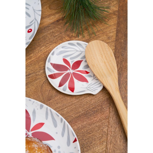 C amp f Home Poinsettia Christmas Spoon Rest