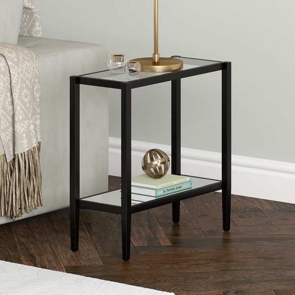 Hera 24'' Rectangular Side Table with Glass Shelf