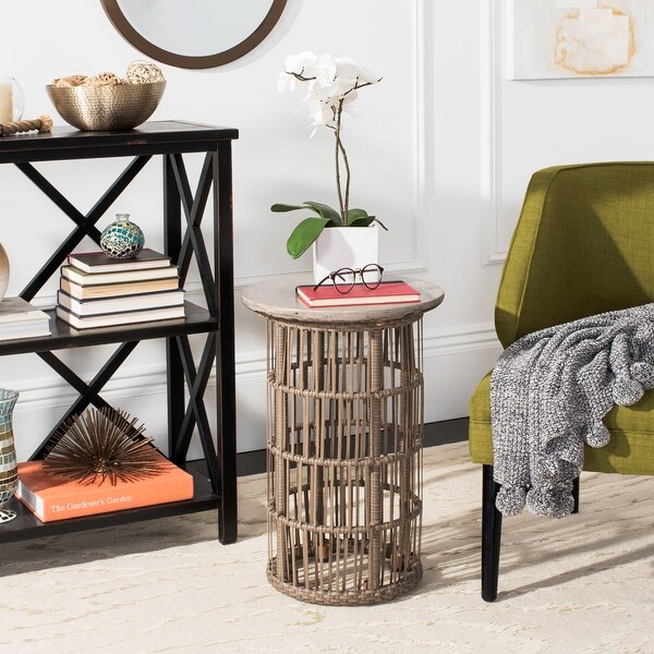 SAFAVIEH Fane Dark Grey Modern Concrete Indoor/ Outdoor Side Table