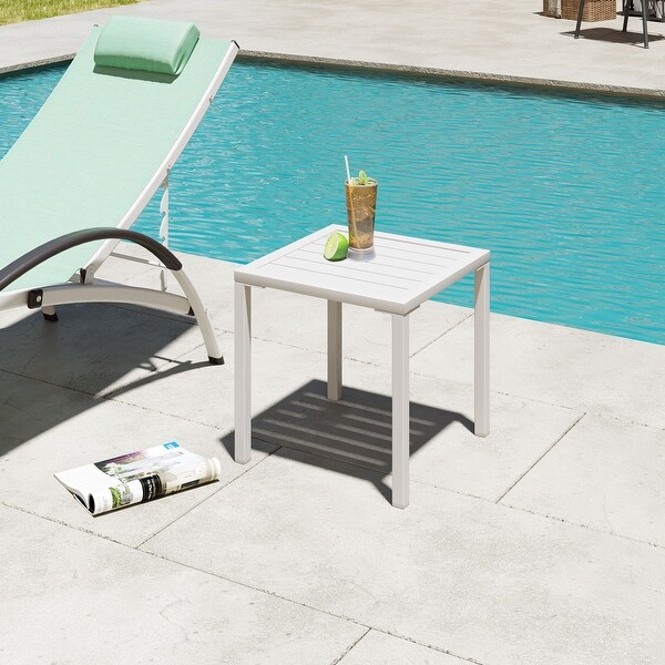 VredHom Outdoor Square Side Table Aluminum End Table