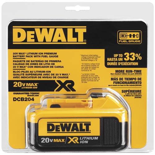 DeWalt DCB204 20-Volt MAX Premium XR Lithium Ion Battery Pack 4.0 Ah