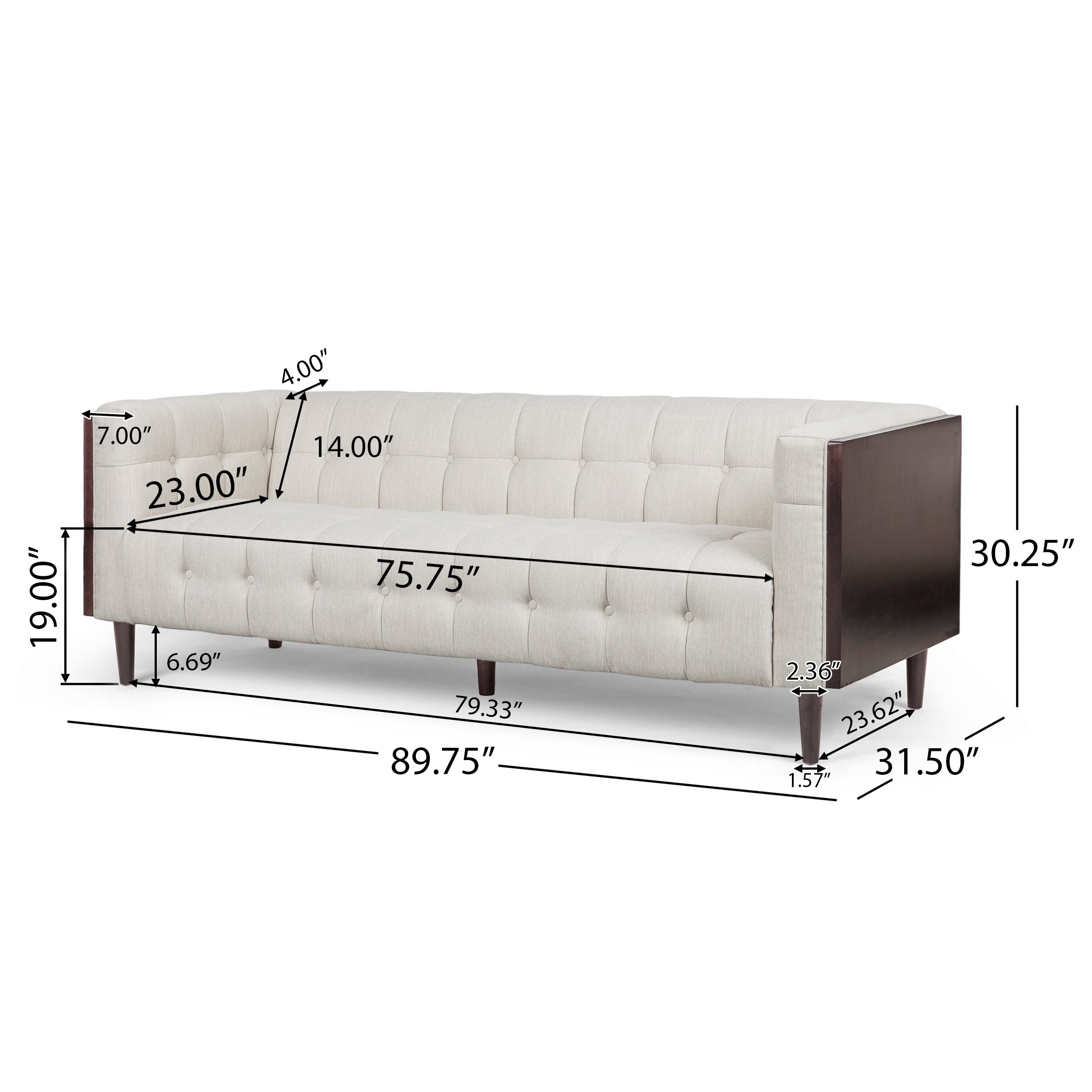 Croton Contemporary Tufted 3 Seater Sofa