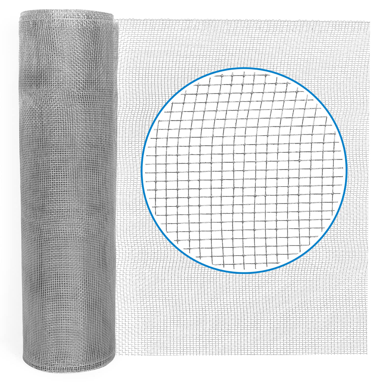 Fencer Wire 27 Gauge 24" x 100' Hardware Cloth, 1/8 inch Mesh Galvanized Steel Wire Rolled Woven, Keeping Out of Bees, Wasps and Mid to Large-Sized Insects