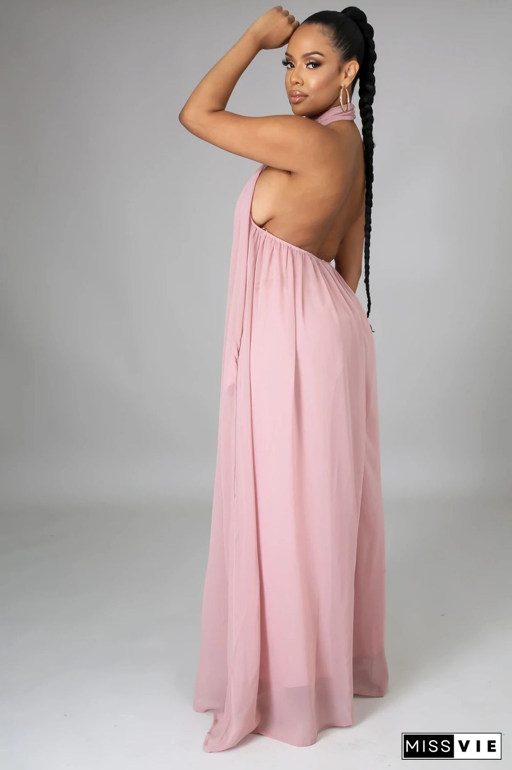 Halter Neck Backless Loose Wide Leg Jumpsuit