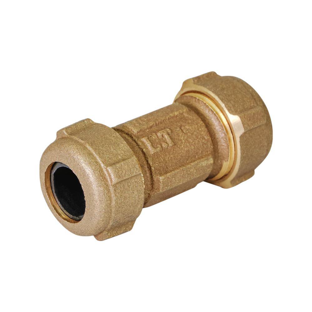 The Plumber's Choice 12 in. Nominal Fitting x 3 in. Length Brass Compression Coupling Fitting with Packing Nut 2234SCR