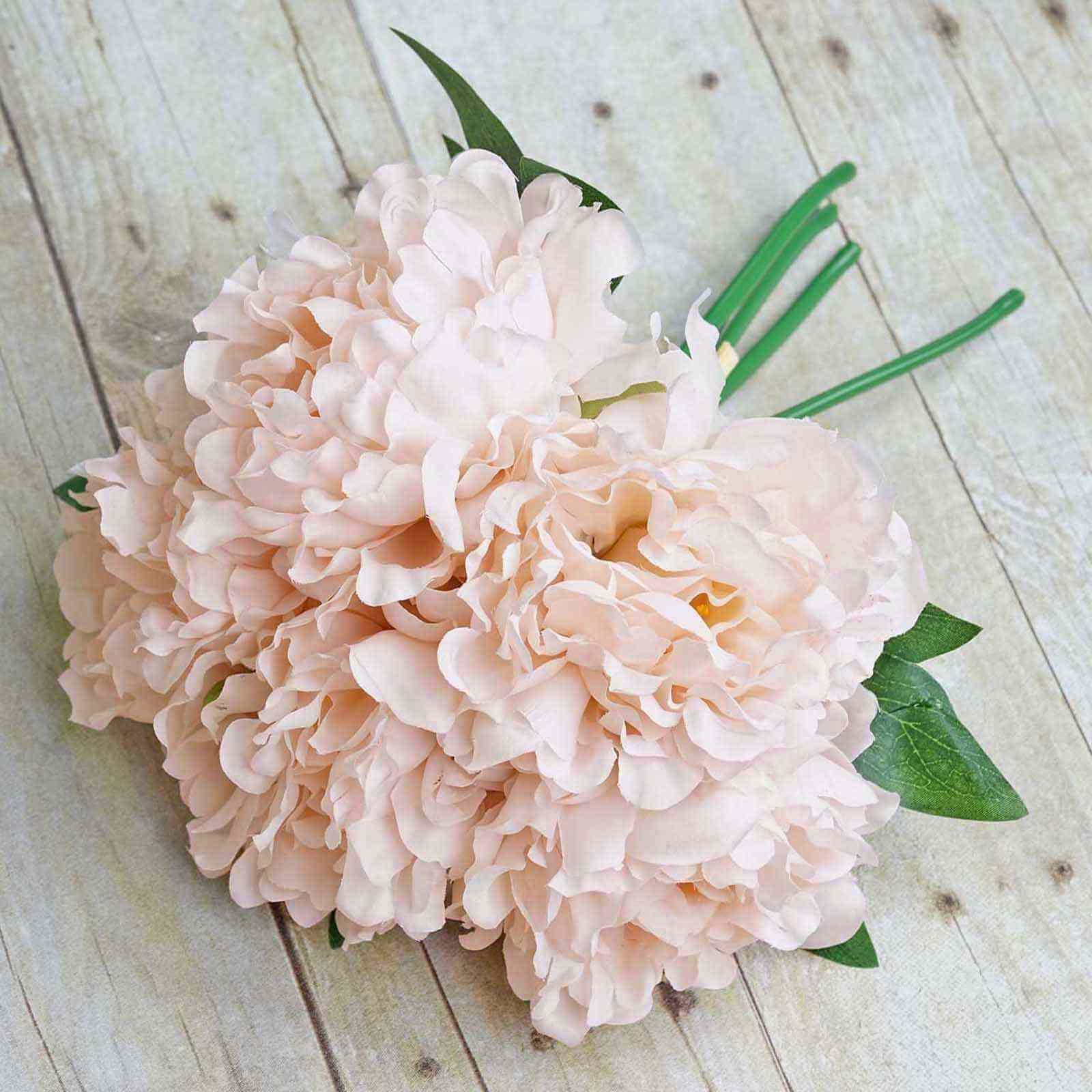 Blush Real Touch Artificial Silk Peonies Flower Bouquet 11