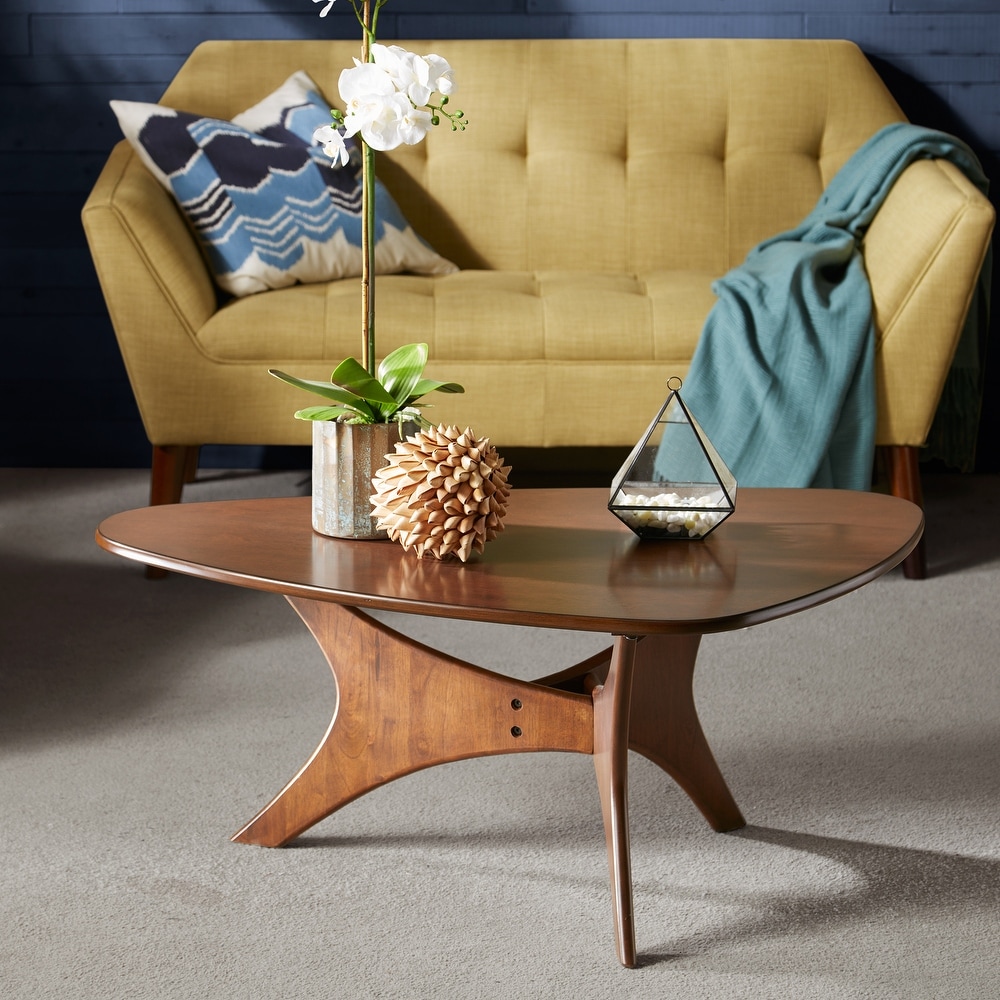 Carson Carrington Telsiai Triangular Wood Coffee Table