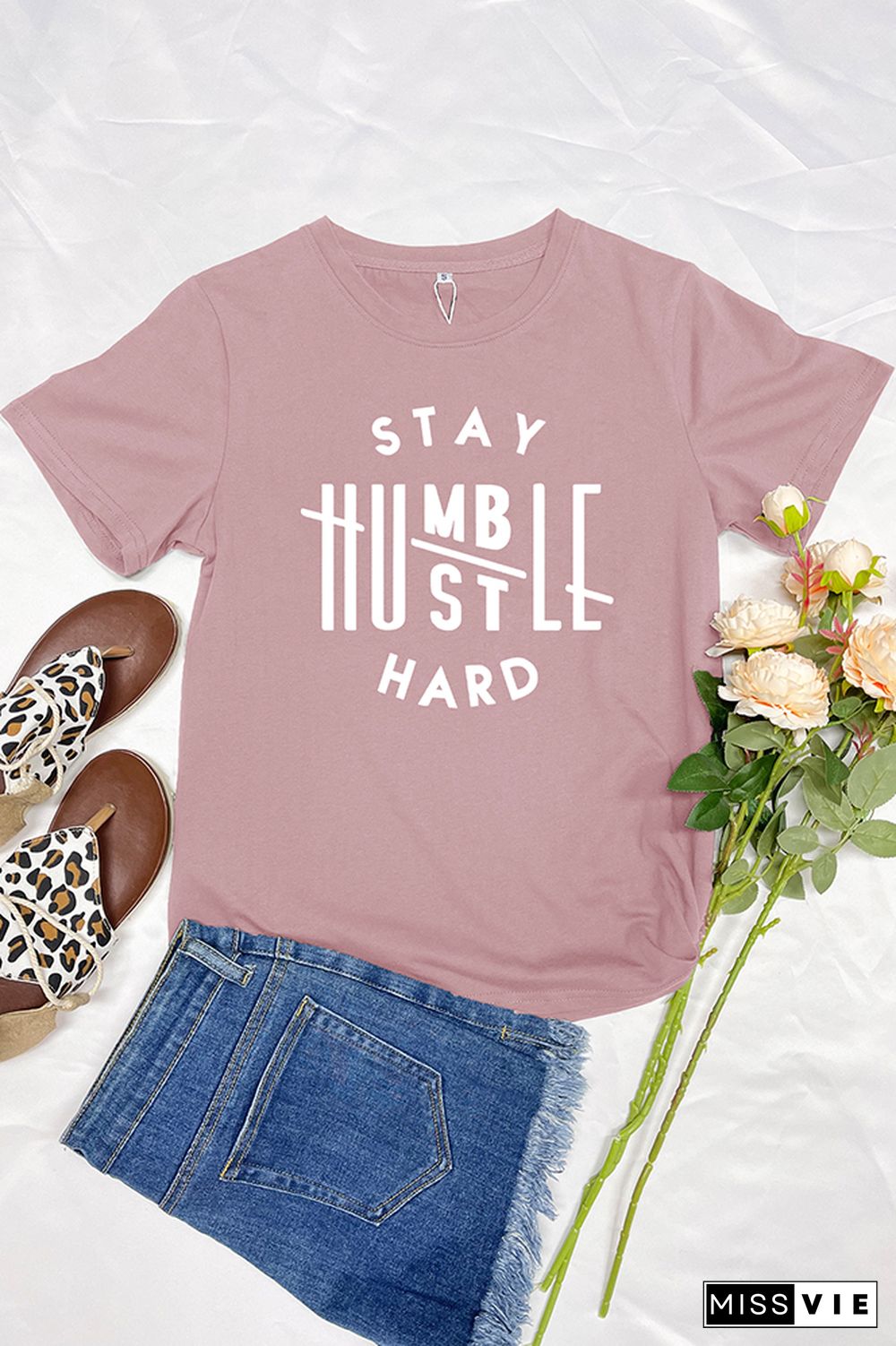 Stay Humble Hustle Hard Short Sleeve Graphic Tee Wholesale