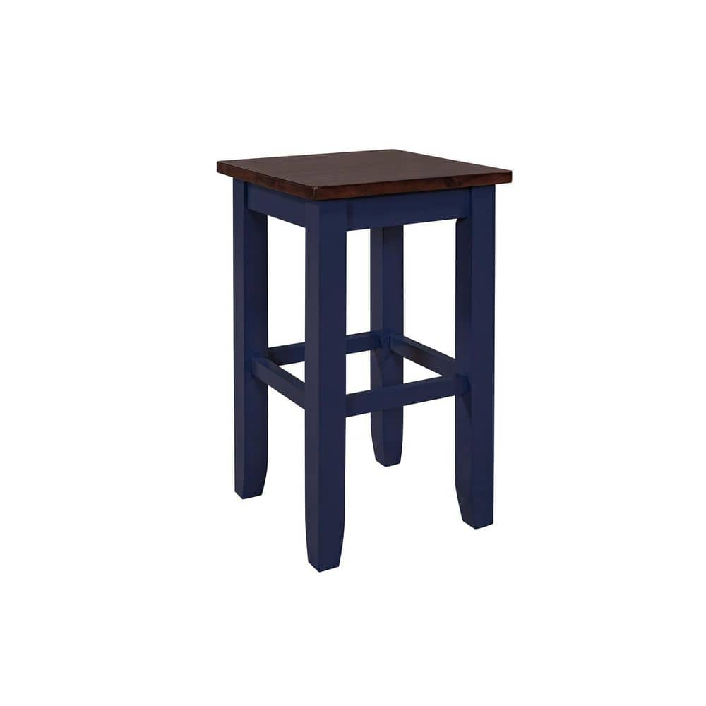 FORCLOVER 24 in. Navy Blue Backless Wood Bar Stool with Saddle Seat (Set of 4) TPMEFC46