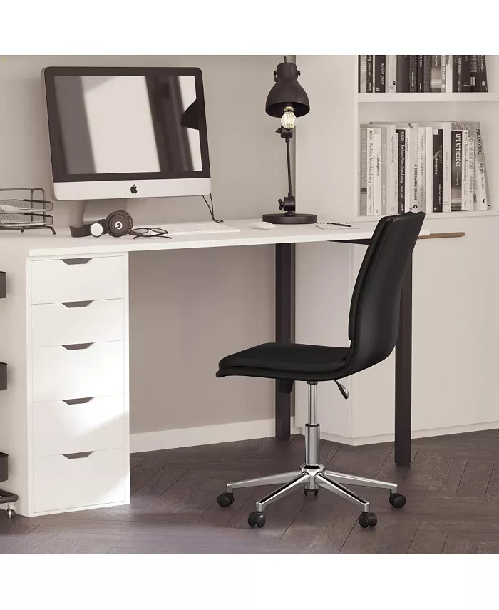 MERRICK LANE Artemis Mid-Back Armless Home Office Chair With Height Adjustable Swivel Seat And Five Star Chrome Base