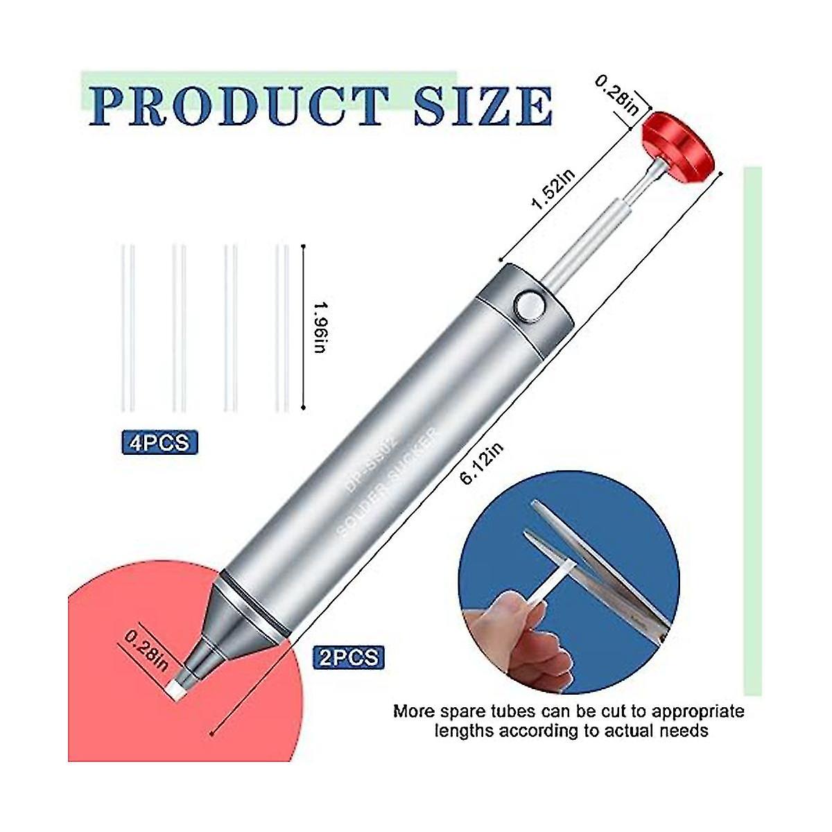 2 Pcs Solder Sucker No Clog Aluminum Desoldering Pump Solder Suction Device， Heat Resistant Silicon