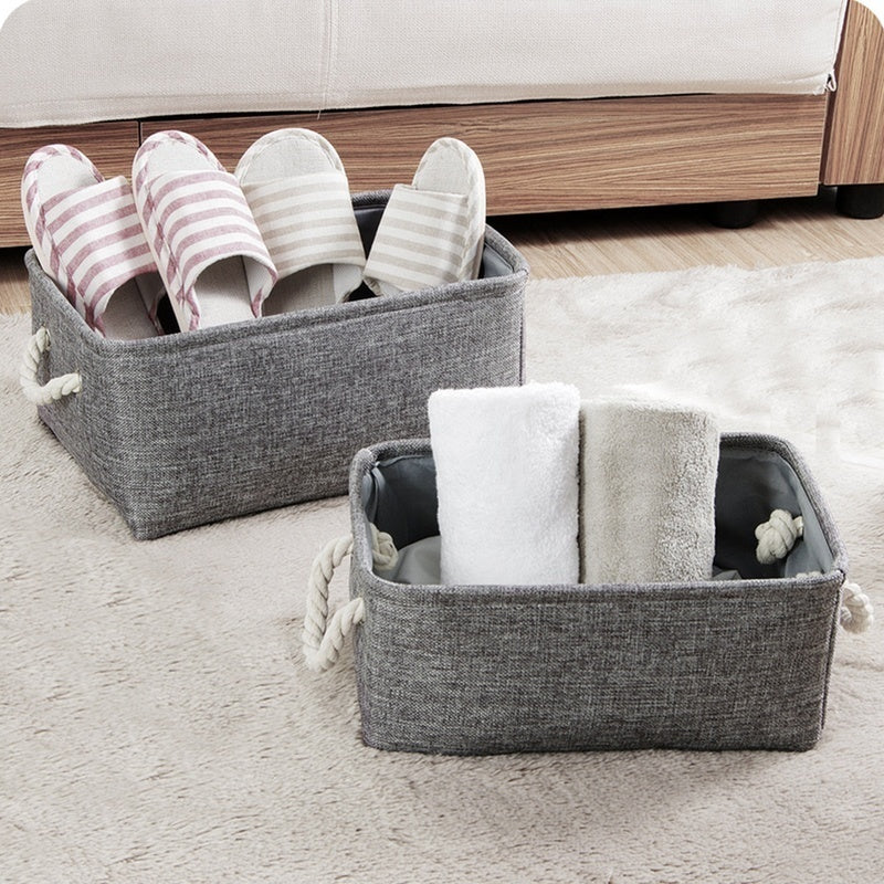 3 Size Storage Bin Basket Box Linen Fabric Organizer Drawer Container Household for Toy Clothes Sundries Storage