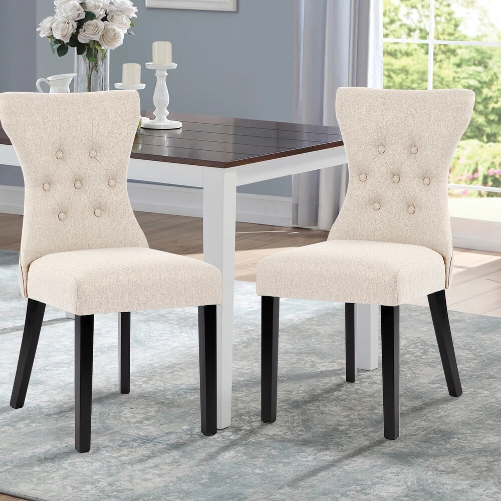 High Back Upholstered Dining Chairs w/ Solid Wood Legs   18.1\