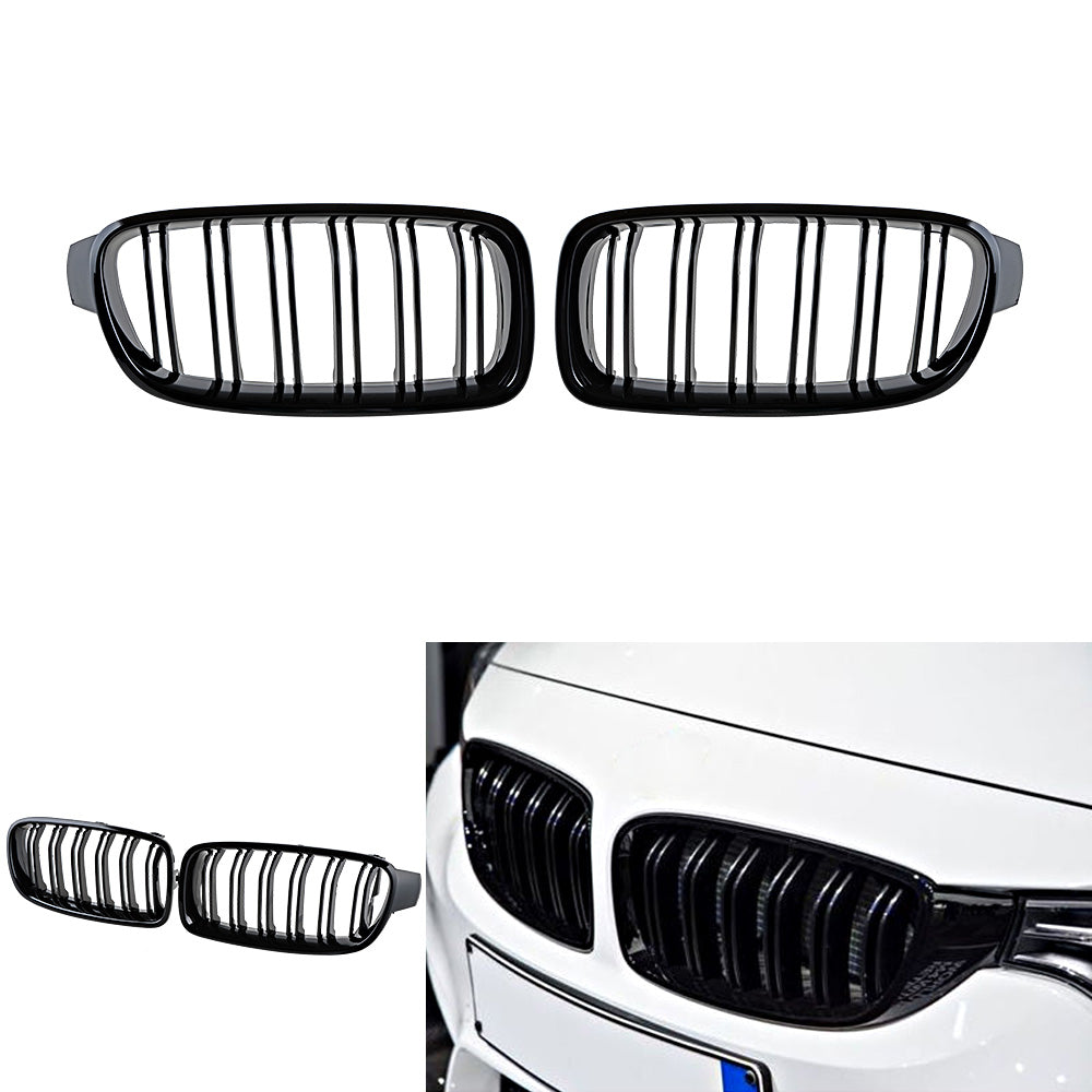 Astra Depot Glossy Black Double Line Kidney Grille Grill Fit 2012-2018 BMW F30 F31 320i 328i 335i 4-Door