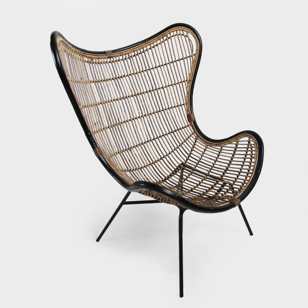 Bamboo  ampBlack Scoop Chair   Tropical   Outdoor Lounge Chairs   by Design Mix Furniture  Houzz