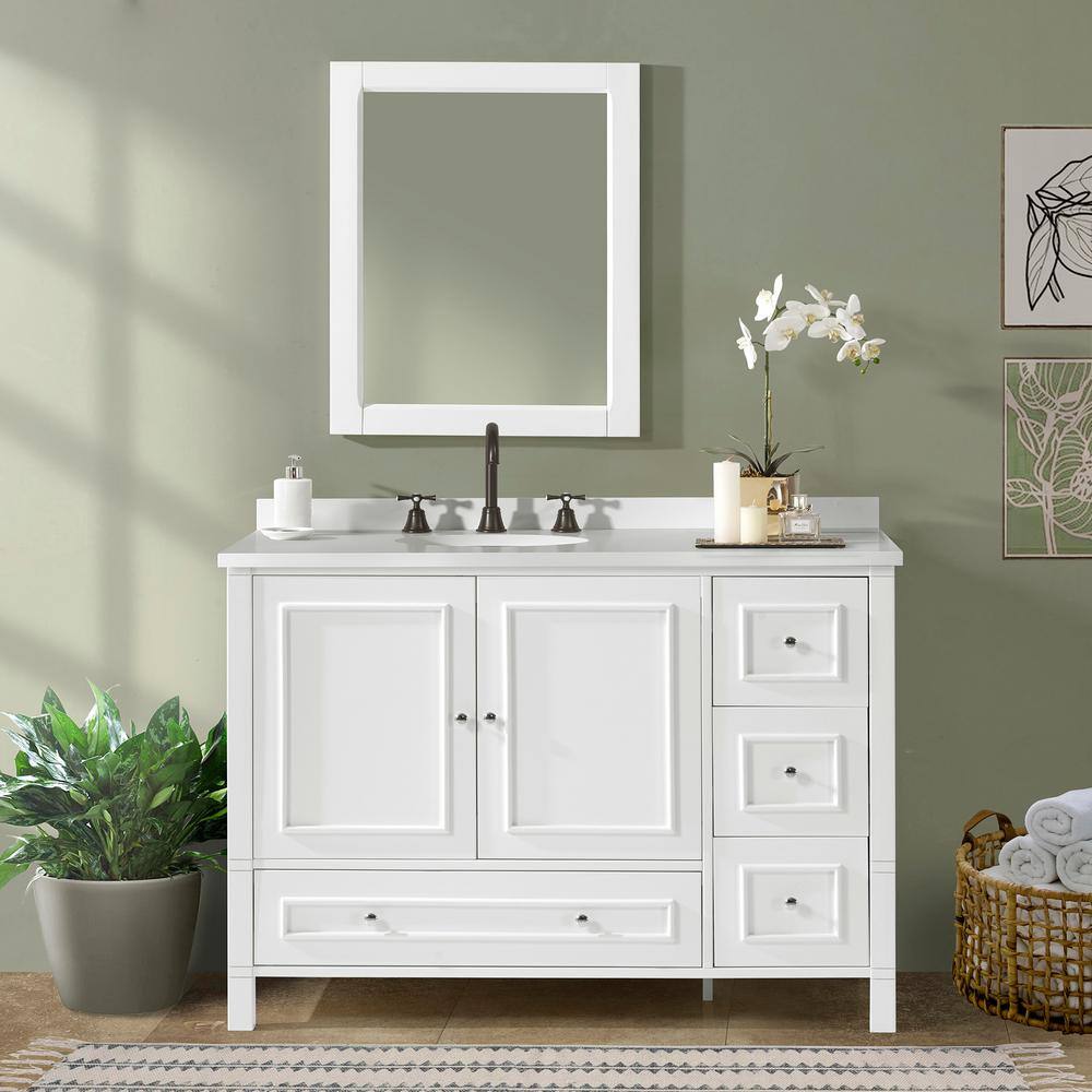 Alaterre Furniture Williamsburg 48 in. W x 21 in. D x 34 in. H Bath Vanity Cabinet without Top in White AVAN48WHBB