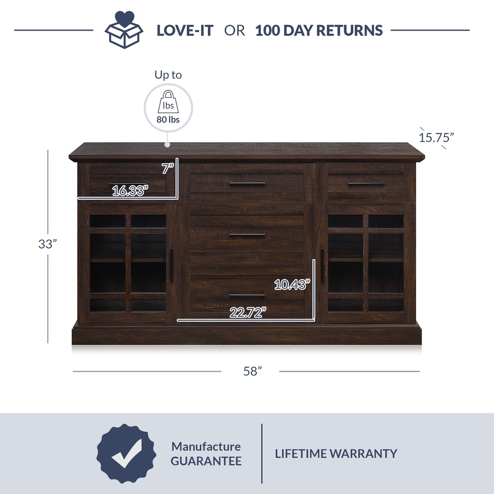 BELLEZE Astorga Sideboard With Drawers   Adjustable Shelves  2 Colors