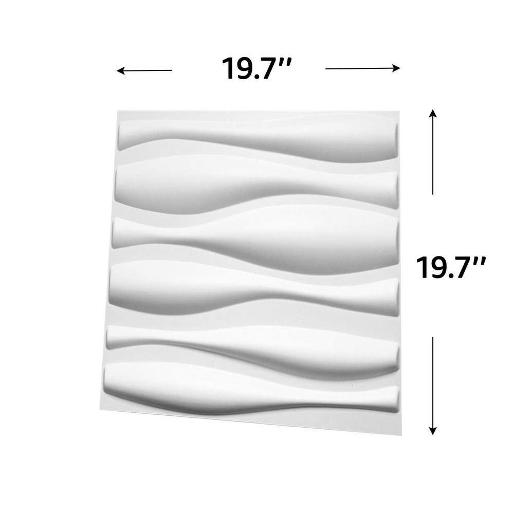 Art3d 19.7 in. x 19.7 in. White PVC 3D Wall Panels Wave Wall Design (12-Pack) A10002