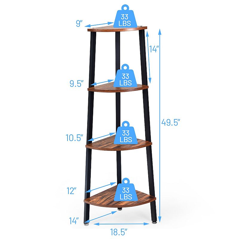 4-tier Corner Shelf Metal Storage Rack