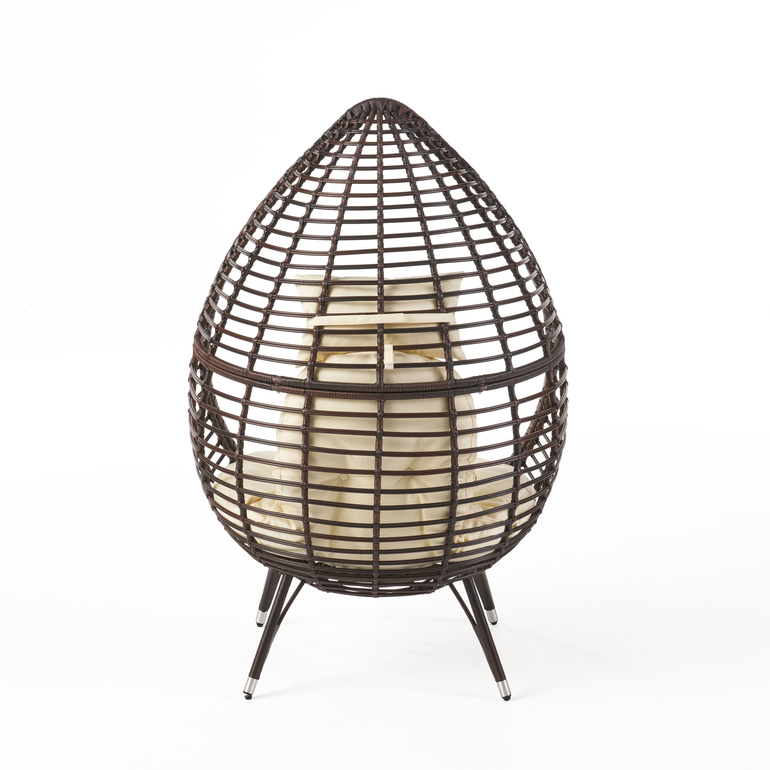 Dermot Outdoor Wicker Freestanding Wicker Teardrop / Egg Chair w/ Cushion