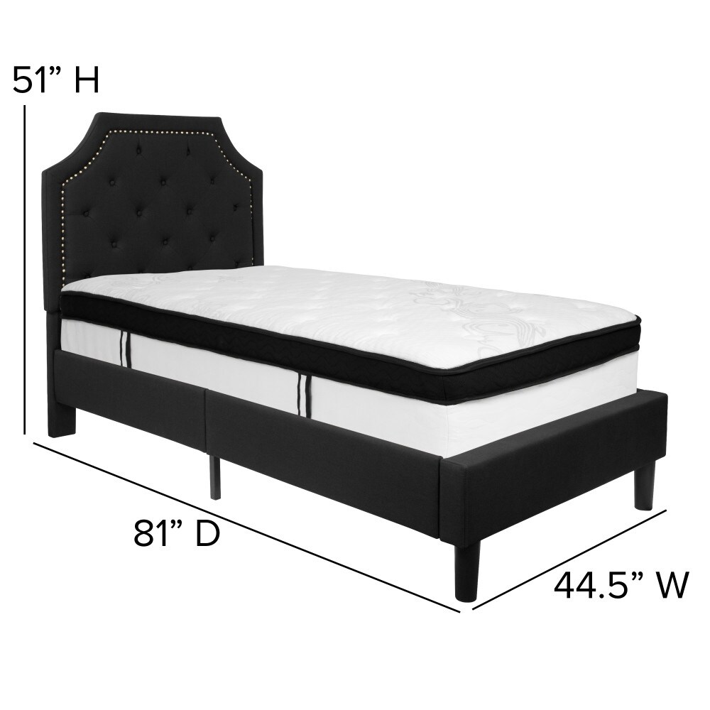 Arched Tufted Platform Bed and Memory Foam Pocket Spring Mattress