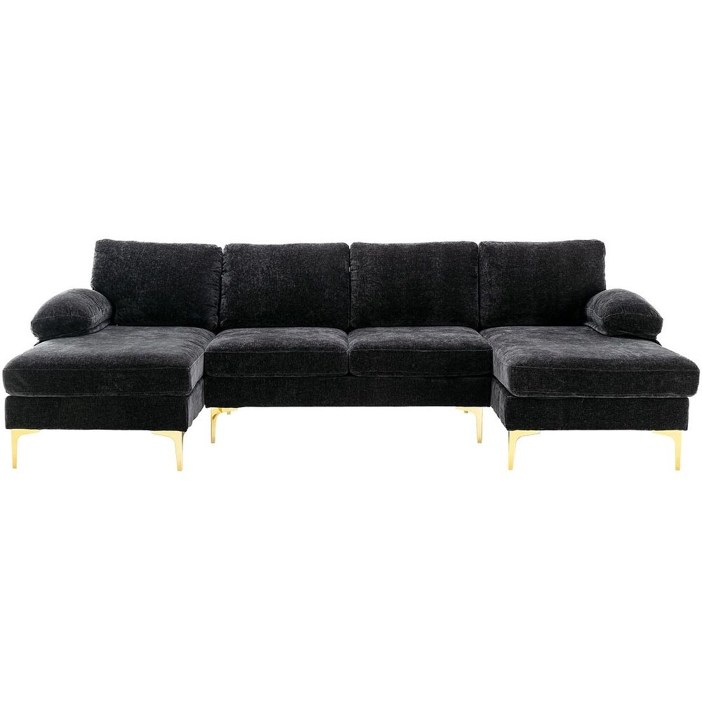 Modern Large Chenille Fabric U Shape Sectional with Recliner