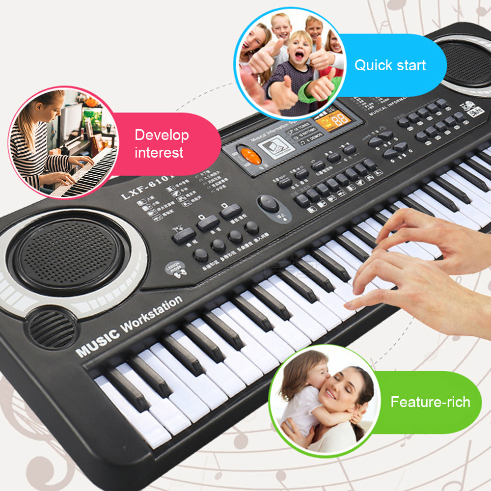 HOTBEST Piano Keyboard for kids 61 key with Microphone ， Musical Interactie Teaching Piano Keyboard Powered or USB with Manual