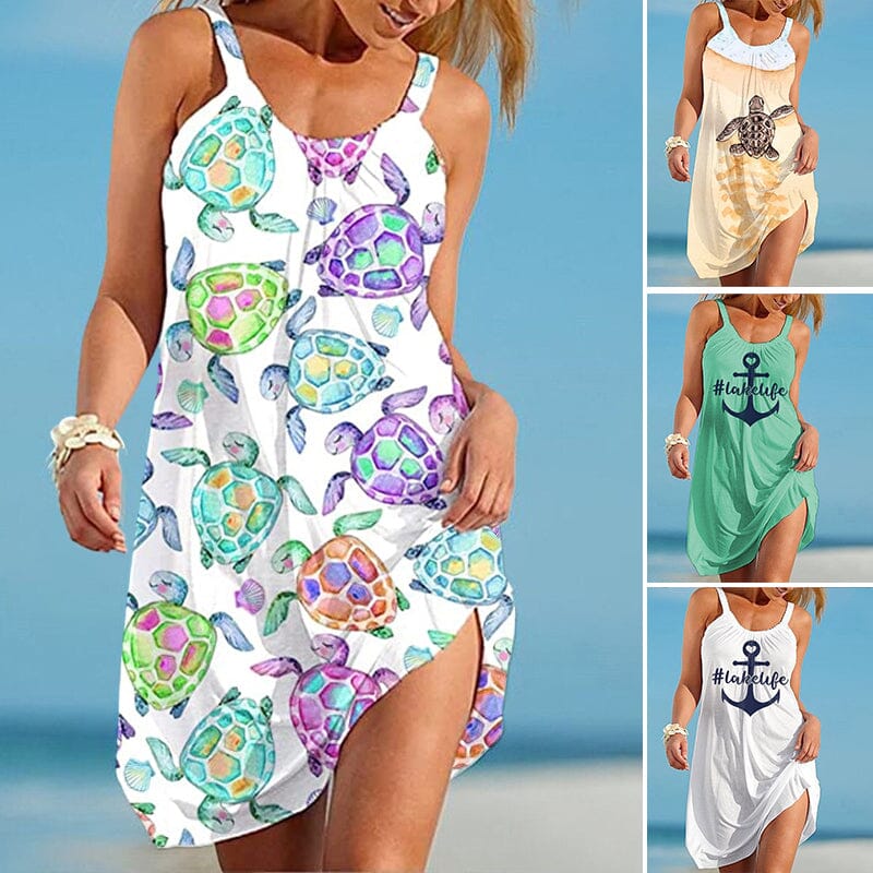 Beach Vacation Print Dress