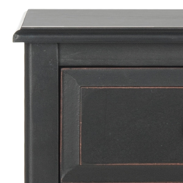 SAFAVIEH Everly Distressed Black Wood Storage Side Table - 15