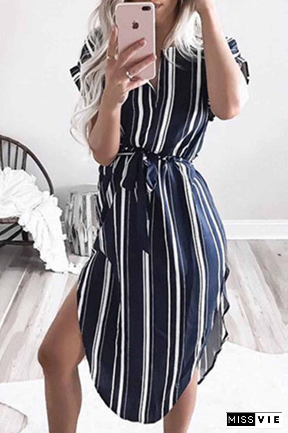 Casual Print Split Joint Irregular Dress Dresses