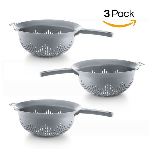 YBM Home 9.75 In. Plastic Colander Use for Pasta， Spaghetti 3 Pack