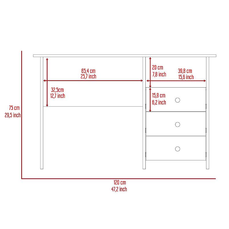 Jacksonville 3 Drawers Computer Desk with Open Storage Cabinet