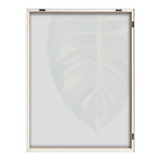 Kate And Laurel Blake Large Leaf Greener Hue Neutral Framed Printed Glass By Emily Marie Watercolors