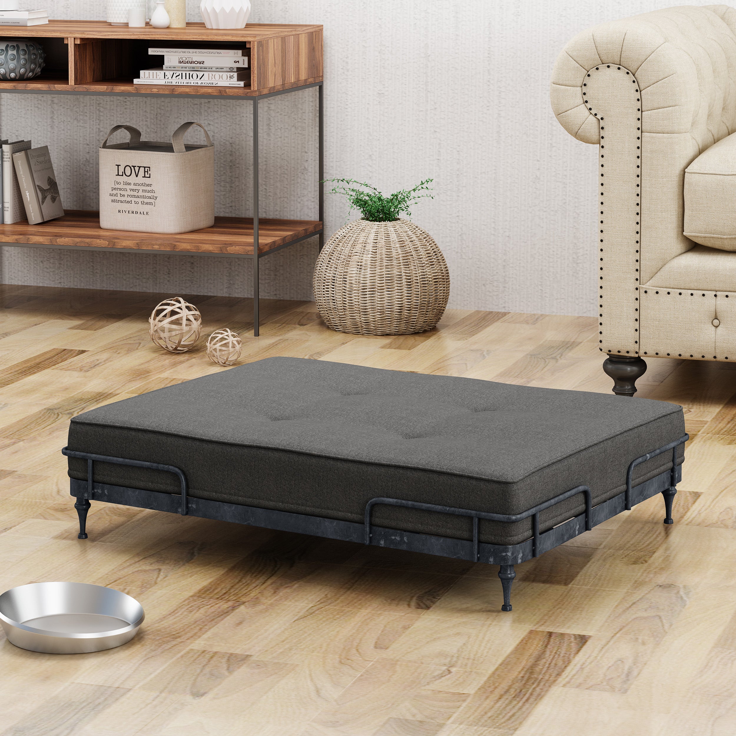 Elvis Industrial Pet Bed, Dark Gray and Brushed Gray