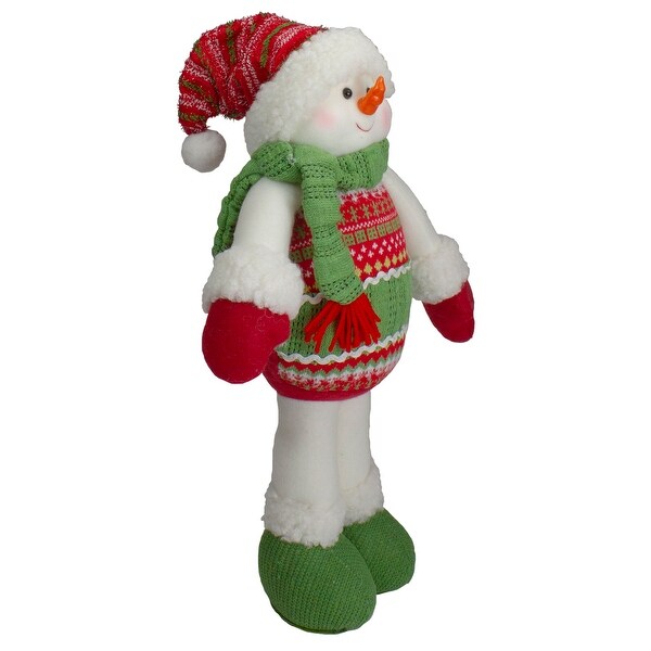 17.5 Red and Green Jolly Plush Snowman Christmas Figure