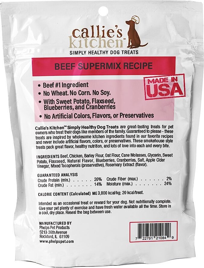 Callie's Kitchen Beef Supermix Recipe Dog Treats， 4-oz bag