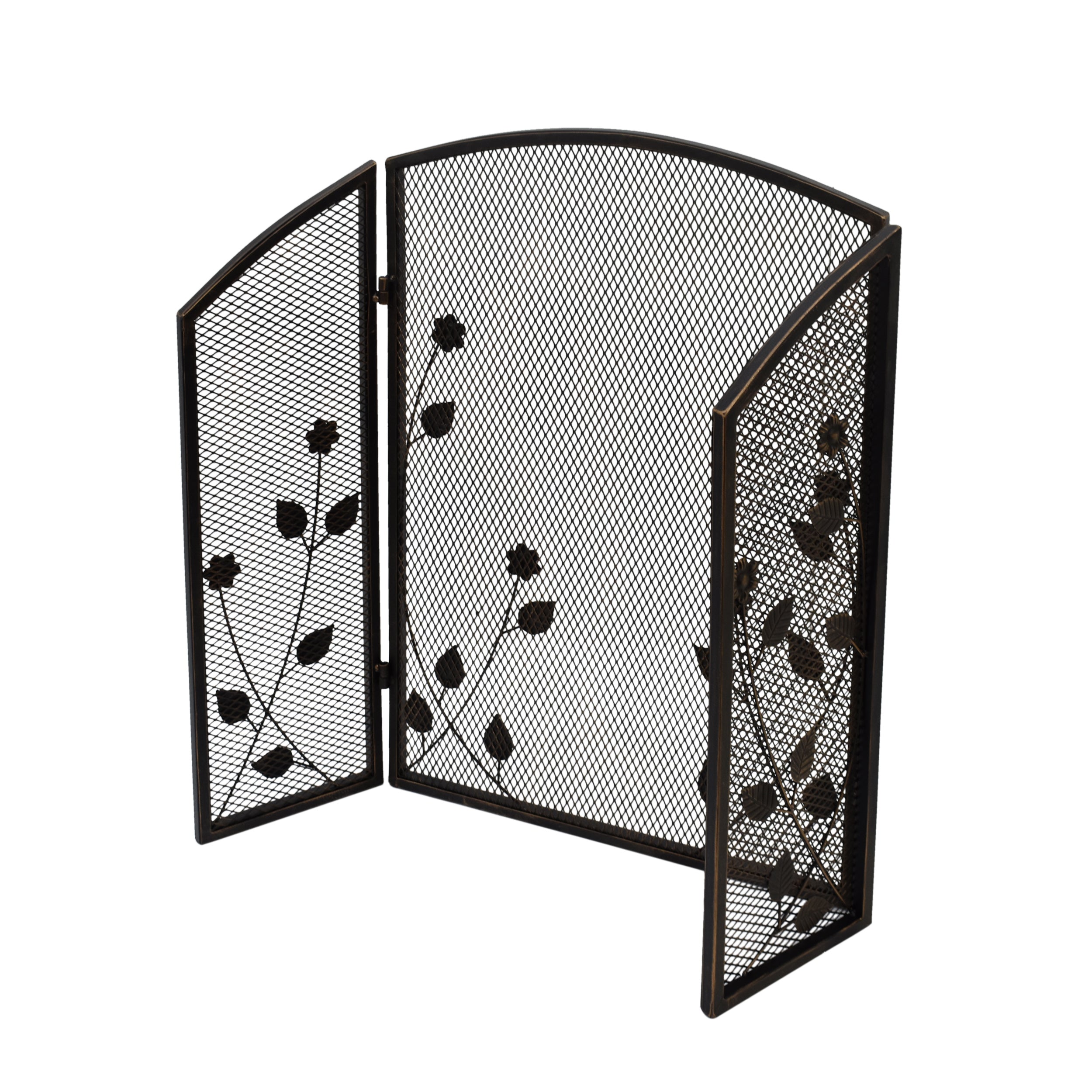 Jenna Modern Iron Firescreen with Leaf Accents