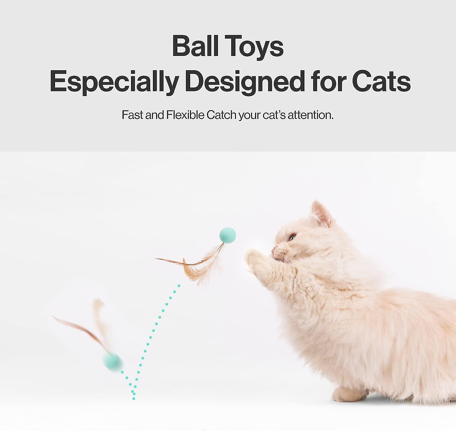 3pcs Cat Toy Balls， Cat Balls With Feathers Indoor Interactive Cat Toys