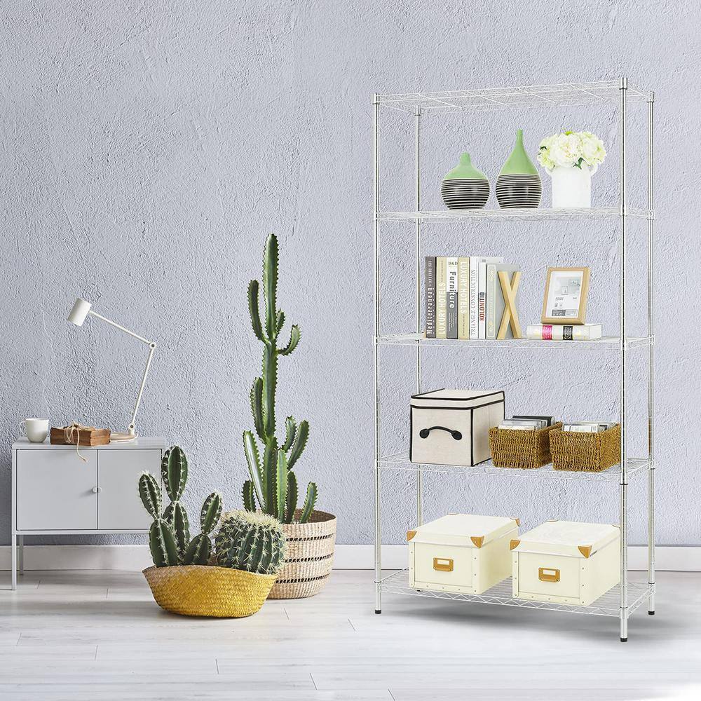 Chrome 5-Tier Adjustable Heavy Duty Metal Wire Shelving Unit (36 in. W x 72 in. H x 14 in. D) shelve-248