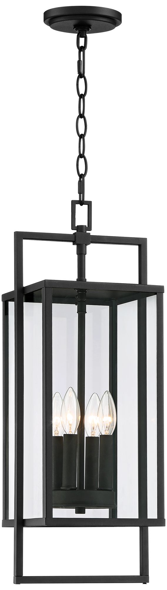 Possini Euro Design Contemporary Outdoor Hanging Light 4-Light Fixture Black 24 1/4