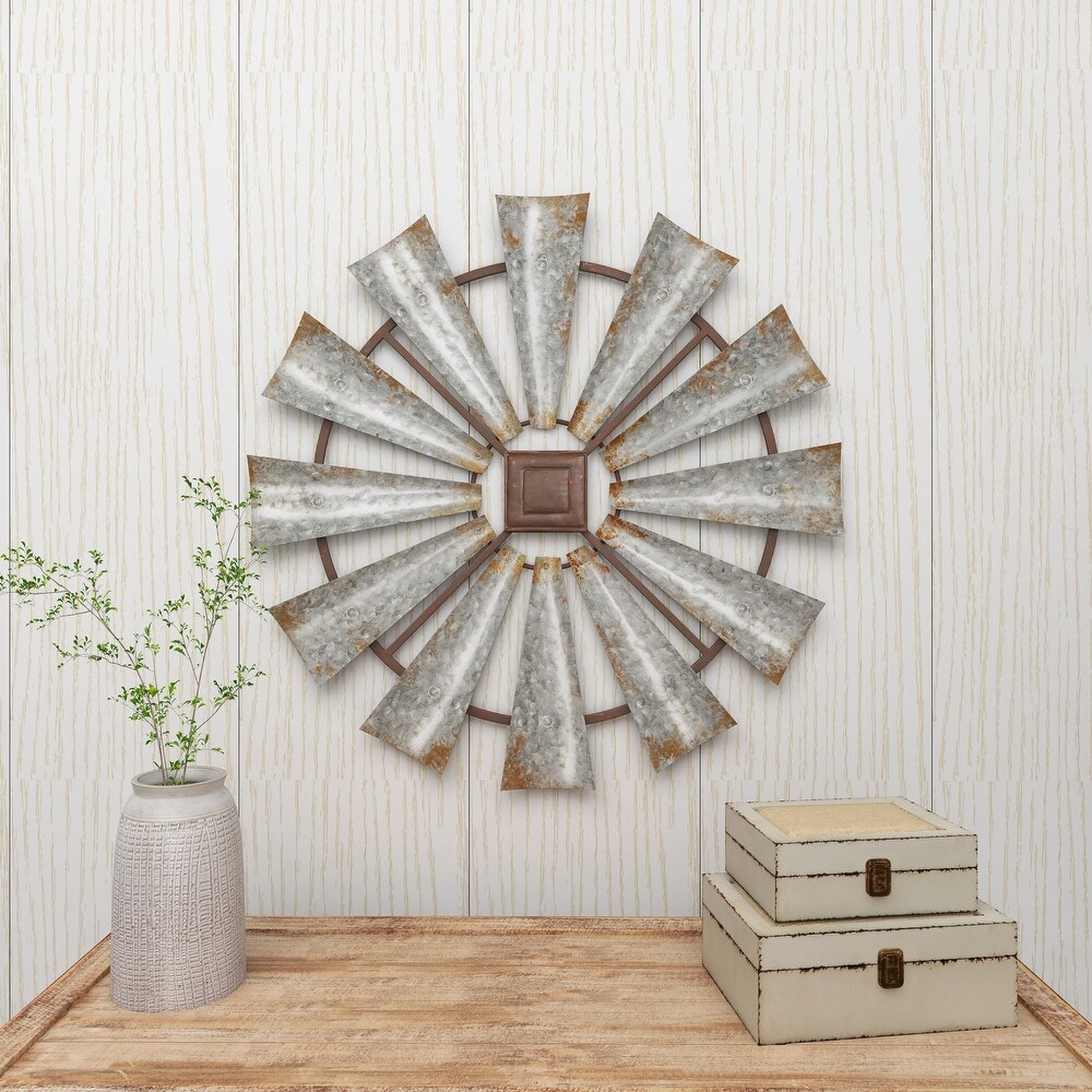 Silver Metal Farmhouse Abstract Wall Decor   30 x 1 x 30Round